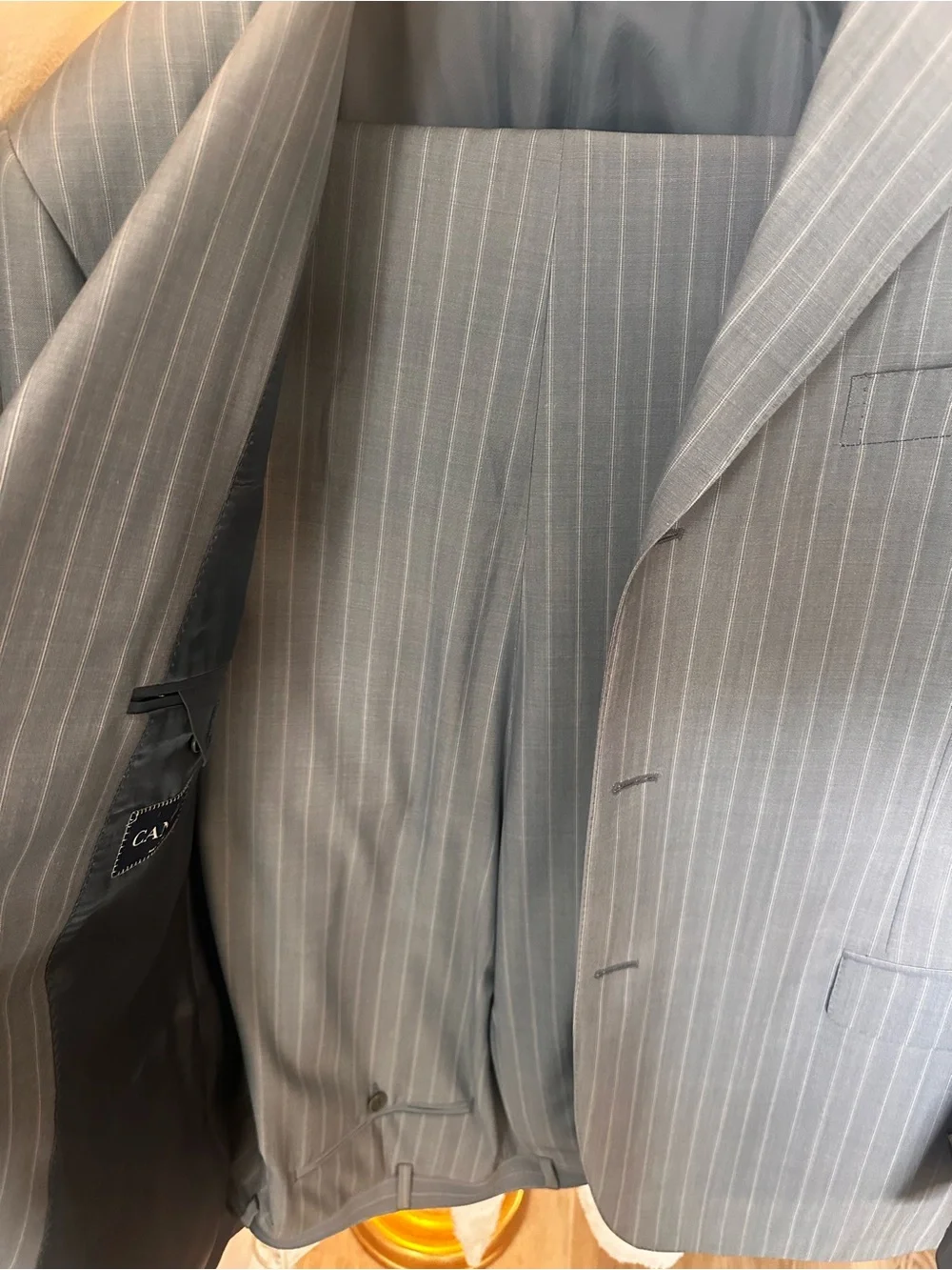 Canali Gray Pinstripe Single-Breasted Suit Jacket
